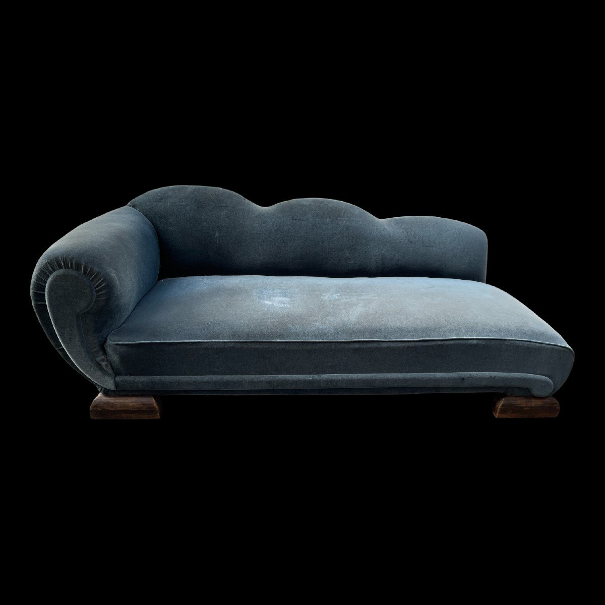 Récamier Meridian Chaise Longue Sofa Art Deco Ca 1930, Velvet Fabric To Clean Or Replace